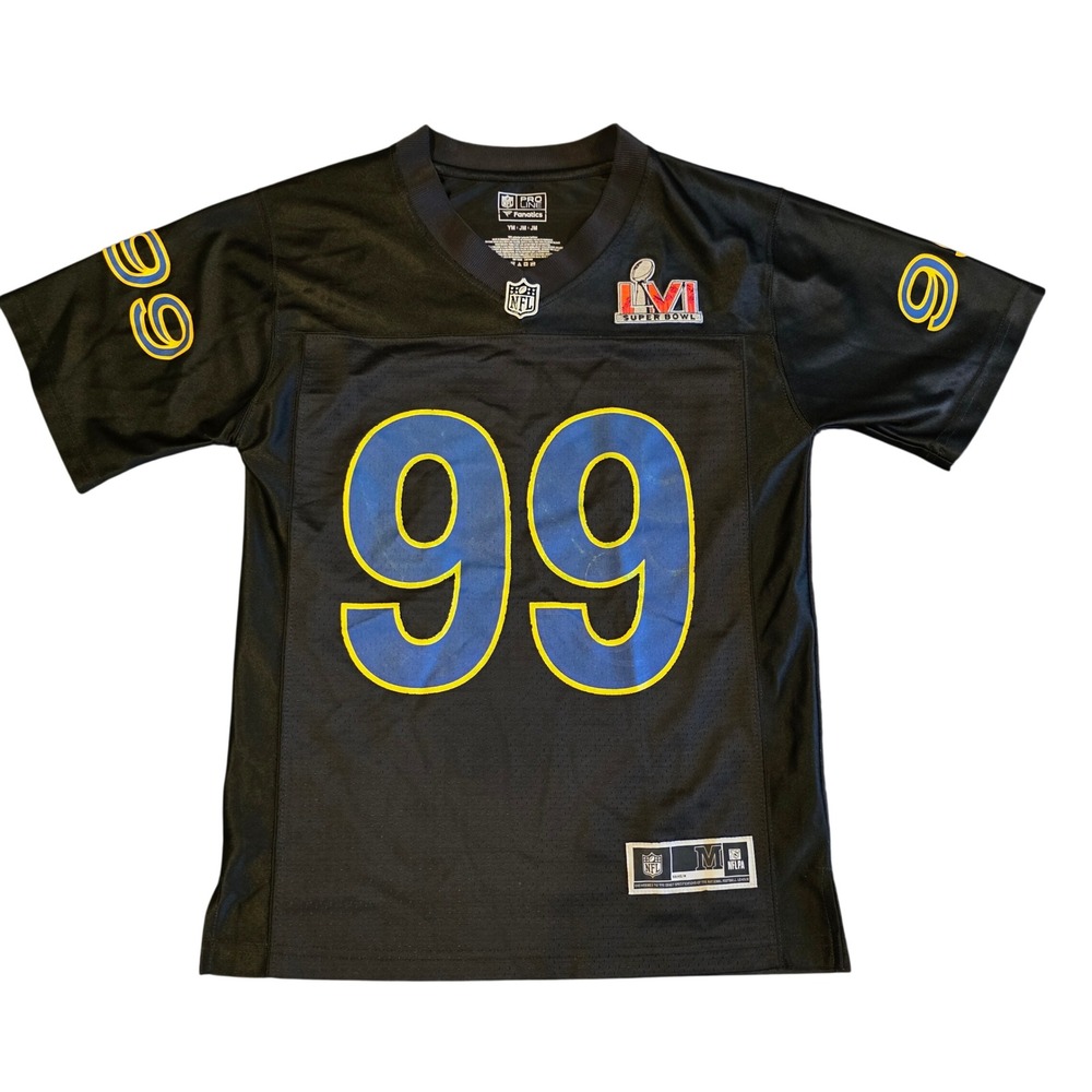 NFL Fanatics LA Rams Aaron Donald 99 Super Bowl LVI Jersey Youth Medium Black